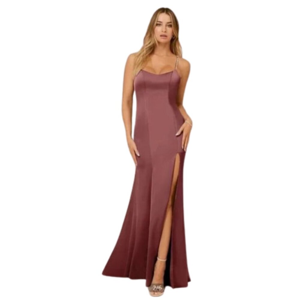 NWT Azazie x Kendall + Kylie Sheath Beaded Satin Formal Dress | Size 16